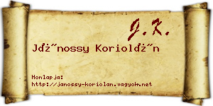 Jánossy Koriolán névjegykártya